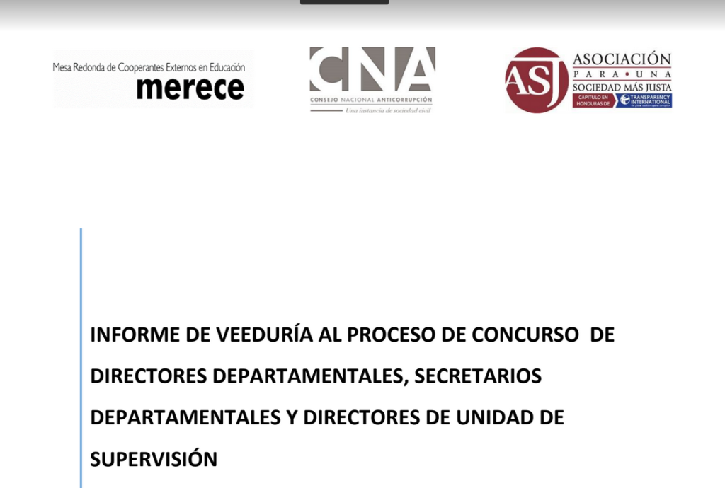 Informe Intermedio de Veeduría Social al Proceso de Concurso Público de Directores y Secretarios Departamentales, y Directores de la Unidad de Supervisión Departamental de la Secretaría de Educación