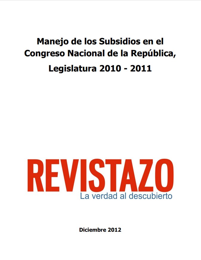 Manejo de los Subsidios en el Congreso Nacional de la República, Legislatura 2010 – 2011