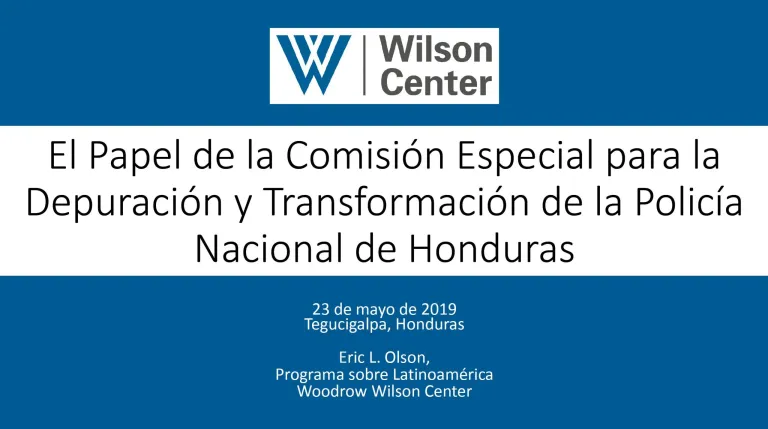 Presentación: El papel de la Comisión Especial para la Depuración y Transformación de la Policía Nacional de Honduras