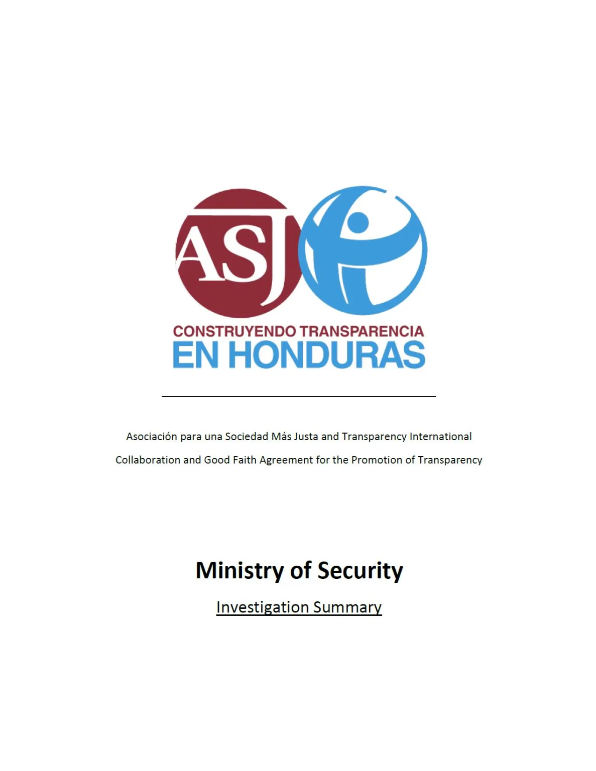 Executive Summary: Baseline Report for Ministry of Security