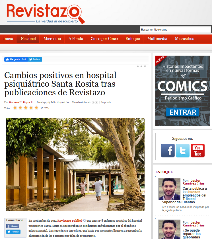 Cambios positivos en hospital psiquiátrico Santa Rosita tras publicaciones de Revistazo