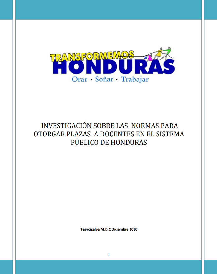 Investigación sobre las Normas para otorgar Plazas a Docentes en el Sistema Público de Honduras