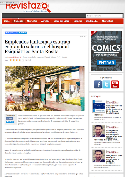 Empleados fantasmas estarían cobrando salarios del hospital Psiquiátrico Santa Rosita