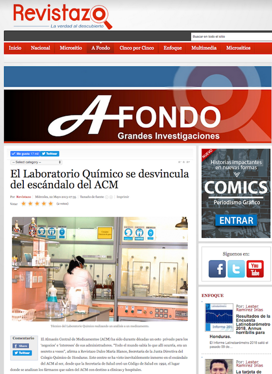 El Laboratorio Químico se desvincula del escándalo del ACM