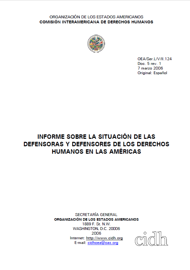 Informe sobre la situación de las defensoras y defensores de los Derechos Humanos en las Américas
